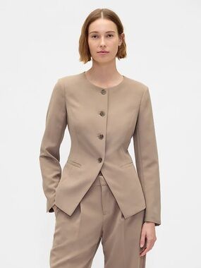 NWT Gap Tailored Round-Neck Women's Blazer in Taupe